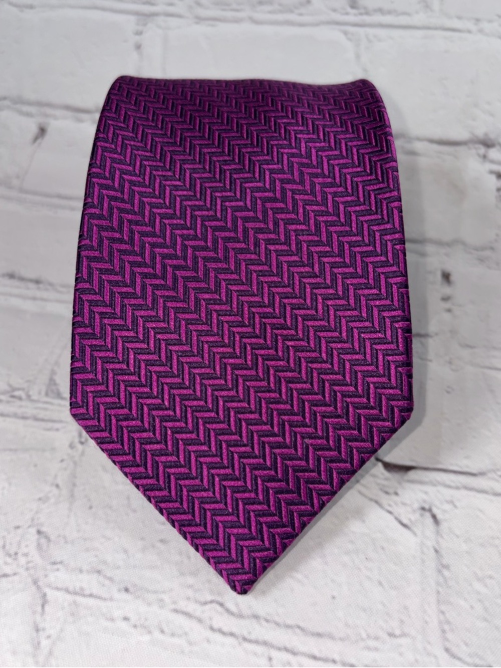 Paul Fredrick Purple Herringbone Silk Tie